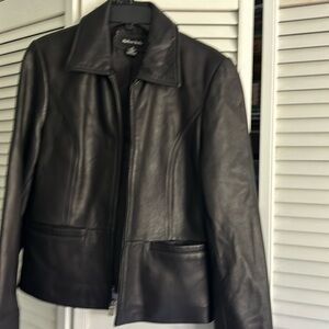 Madison Studio Leather Jacket With Detachable Faux Fur Collar Ladies Medium